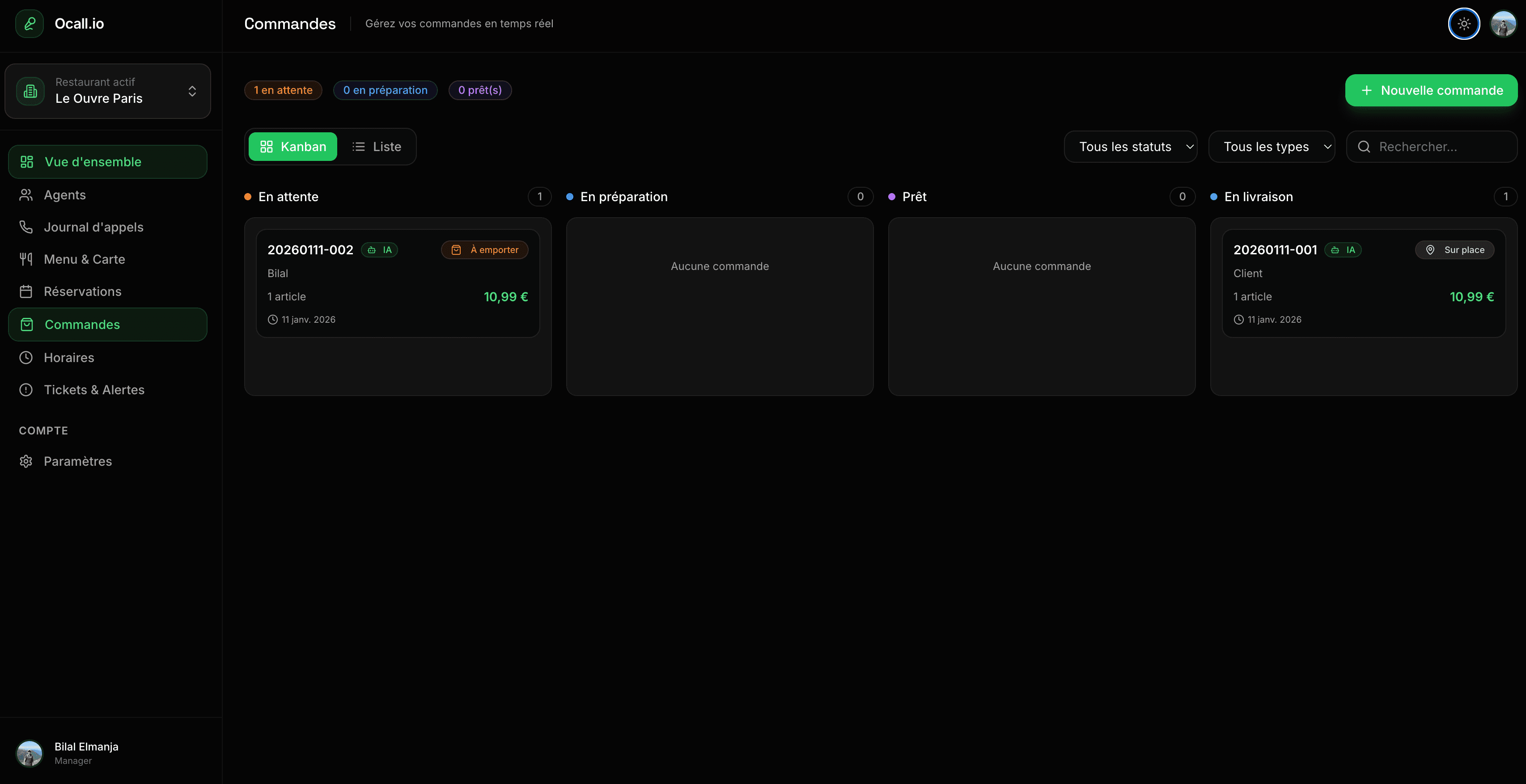 Ocall.io - IA pour Restaurants
